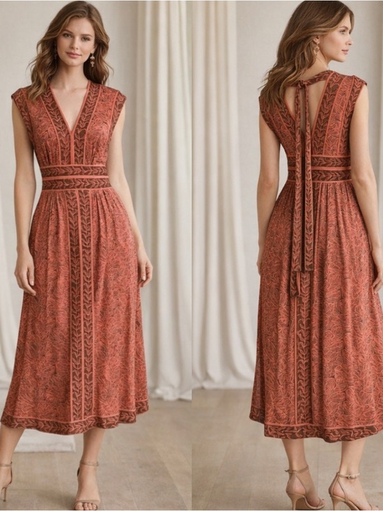 Tracy Reese Dresses & Skirts - Tracy Reese New York midi v-neck Dress Small S halter neck Grecian beach summer